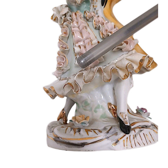 Antique German Amorous Dancing Couple Porcelain Figurine Waltz Beethovan ca 1890 - Picture 7 of 10